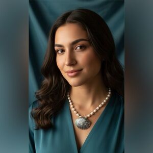 Shell Pendant Necklace with Pearls